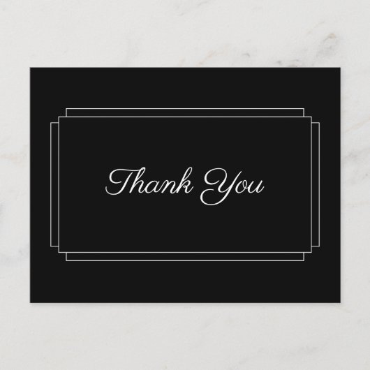 Carte Postale Simple Remerciement d'affaires de Script Noir et B (Devant)