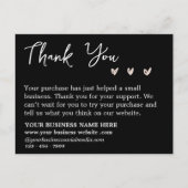 Carte Postale Simple remerciement d'affaires noir et blanc (Devant)