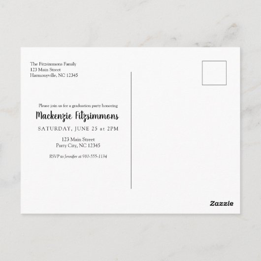 Carte postale simple Retro Photo Graduation Invita (Dos)