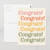 Carte Postale Simple Retro Typography Congrats Yellow and Green (Devant / Derrière)