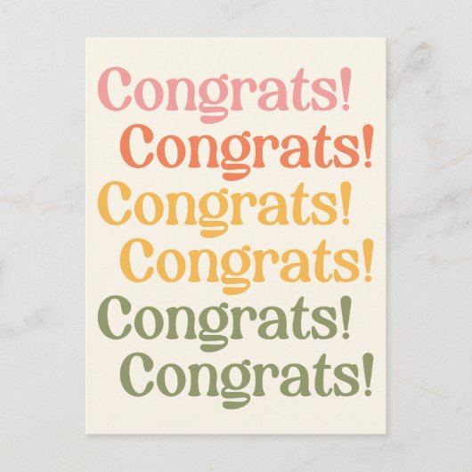 Carte Postale Simple Retro Typography Congrats Yellow and Green (Devant)