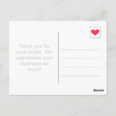 Carte Postale Simple Rose Chaud Ajoutez Votre Texte Merci (Dos)