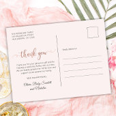 Carte Postale Simple Rose Gold Script Baby Photo Merci