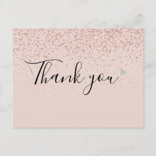 Carte Postale Simple Rose Gold Script Merci 