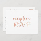Carte Postale Simple Rose Gold Script Repas Choix Réception RSVP (Devant / Derrière)