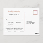 Carte Postale Simple Rose Gold Script Repas Choix Réception RSVP (Dos)