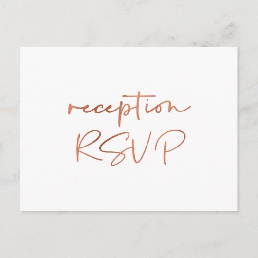 Carte Postale Simple Rose Gold Script Repas Choix Réception RSVP (Devant)