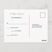 Carte Postale Simple Rose Gold Script Repas Choix Réception RSVP (Dos)