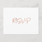 Carte Postale Simple Rose Gold Script Repas Choix Réception RSVP (Devant)
