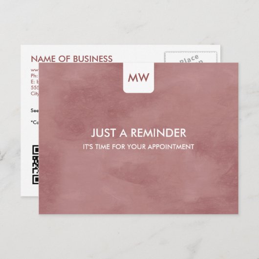 Carte Postale Simple Rosy Brown Chic Nomination Rappel QRCode (Devant / Derrière)