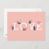 Carte postale Simple Rouge Panda Rose LOVE (Devant / Derrière)