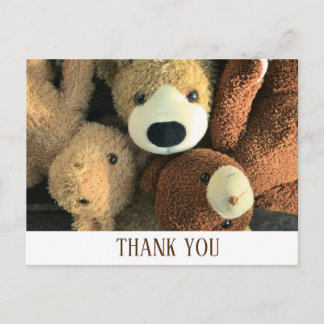Carte Postale Simple Rustic Cute Teddy Bear Postcard Thank You