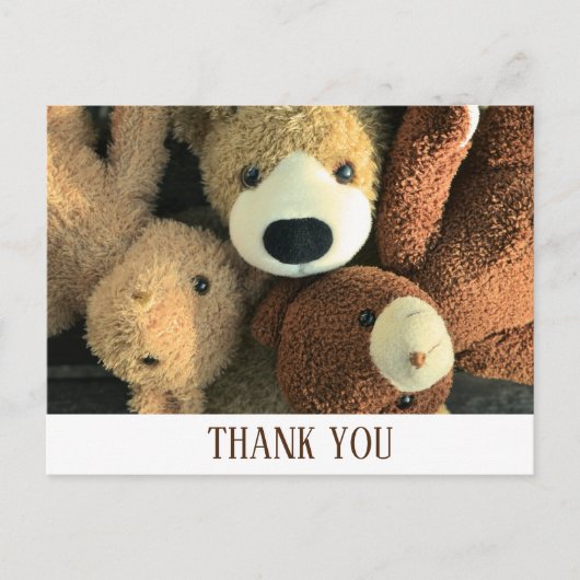 Carte Postale Simple Rustic Cute Teddy Bear Postcard Thank You (Devant)