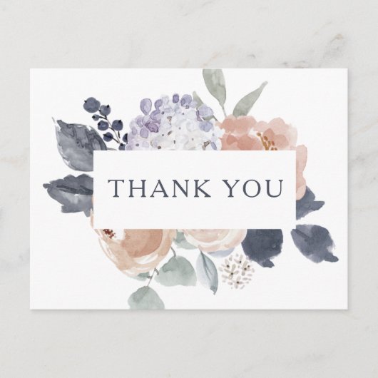 Carte postale simple Rustique Mariage Floral Merci (Devant)