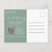 Carte Postale Simple Sage Green Boho Enregistrer la date QR Code (Dos)