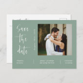 Carte Postale Simple Sage Green Photo Code QR Enregistrer La Dat (Devant / Derrière)