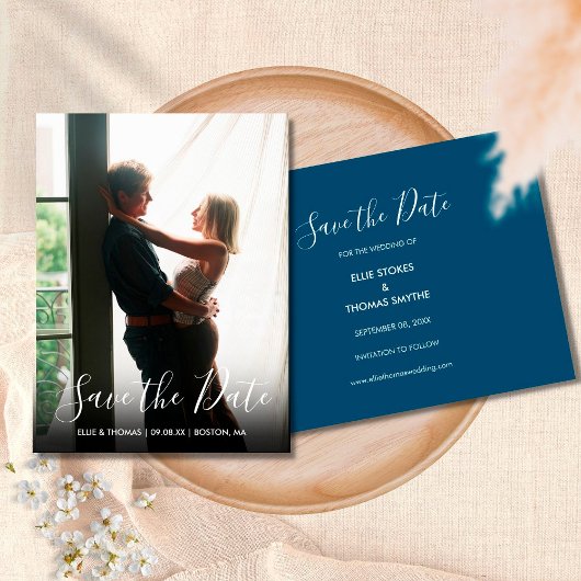 Carte Postale Simple Save the Date Photo Modern Script