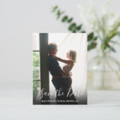 Carte Postale Simple Save the Date Photo Modern Script (Debout devant)