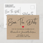 Carte Postale Simple Save The Date Renouvellement de Voeux Kraft (Devant / Derrière)