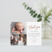 Carte Postale Simple Script 3 Photo Collage bébé Merci (Debout devant)