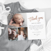 Carte Postale Simple Script 3 Photo Collage bébé Merci