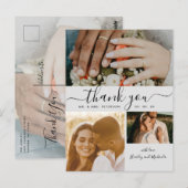Carte Postale Simple Script 4 Collage de photos Mariage Merci  P (Devant / Derrière)