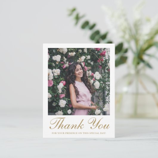 Carte Postale Simple Script Confirmation Cross Photo Merci (Debout devant)