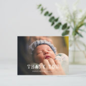 Carte Postale Simple script de machine à écrire Baby shower merc (Debout devant)