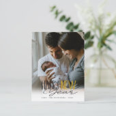 Carte Postale Simple Script de signature Bonne année Fête (Debout devant)