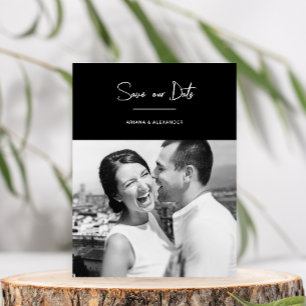 Carte Postale Simple Script Full Photo Wedding Enregistrer la da