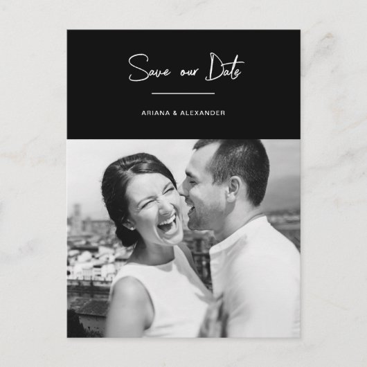 Carte Postale Simple Script Full Photo Wedding Enregistrer la da (Devant)