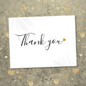 Carte Postale Simple Script Gold Heart Business Merci