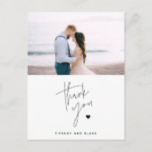 Carte Postale Simple Script Heart Wedding Merci Photo (Devant)