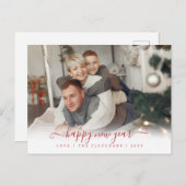 Carte Postale Simple Script Joyeux Nouvel An Vacances (Devant / Derrière)