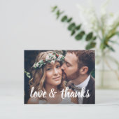 Carte Postale Simple Script Love & Thanks 2 Mariage photo (Debout devant)