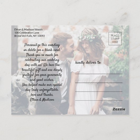Carte Postale Simple Script Love & Thanks 2 Mariage photo (Dos)