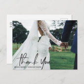 Carte Postale Simple Script Mariage Photo Merci (Devant / Derrière)