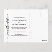 Carte Postale Simple script Marine mariage bleu Enregistrer la d (Dos)