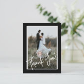 Carte Postale Simple Script Moderne Mariage Merci photo (Debout devant)
