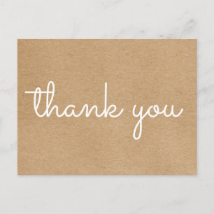 Carte Postale Simple Script Moderne Merci Kraft Rustique