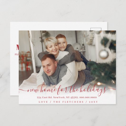 Carte Postale Simple Script Nouvelle maison pour les vacances Ph (Devant / Derrière)