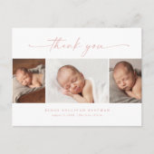 Carte Postale Simple Script Photo Collage Bébé Merci (Devant)
