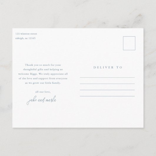 Carte Postale Simple Script Photo Collage Merci bébé (Dos)