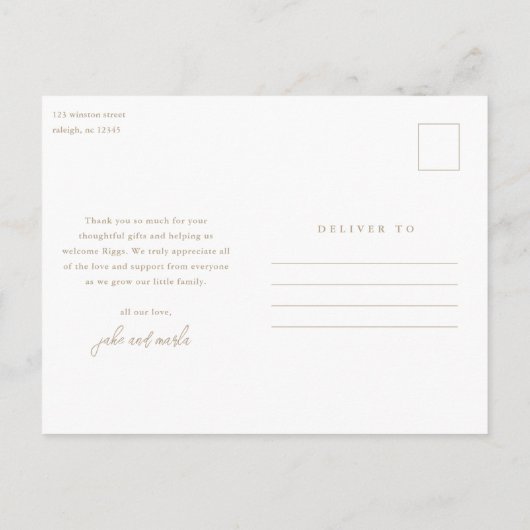 Carte Postale Simple Script Photo Collage Merci bébé (Dos)