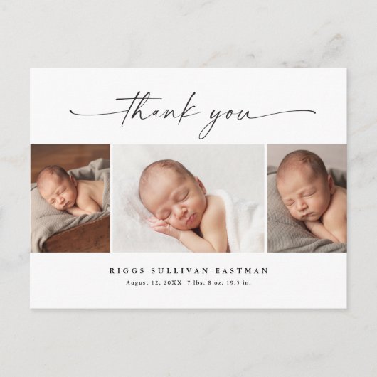 Carte Postale Simple Script Photo Collage Merci bébé (Devant)