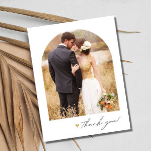 Carte Postale Simple Script Photo de mariage Merci sous une arch