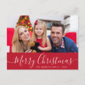 Carte Postale simple script photo joyeux noël (Devant)