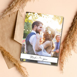 Carte Postale Simple Script Photo Mariage Budget Merci