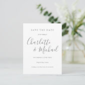 Carte Postale Simple Script Photo Mariage Enregistrer la Date (Debout devant)