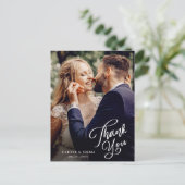 Carte Postale Simple Script Photo Mariage Merci (Debout devant)